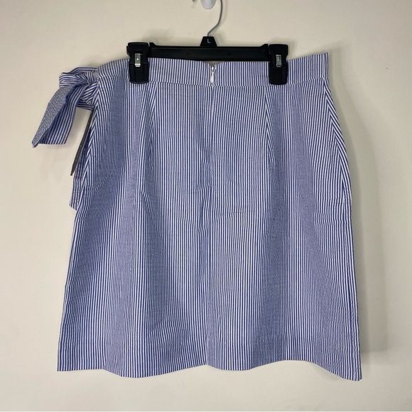 NWT Lauren James Blue Striped Wrap Midi Skirt Royal Stripe Size Medium Preppy - Picture 5 of 9